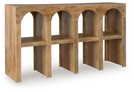 Luzmanacy Natural Brown Console Sofa Table by Ashley at Eve Furniture