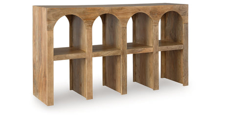 Luzmanacy Natural Brown Console Sofa Table by Ashley at Eve Furniture