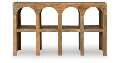 Luzmanacy Natural Brown Console Sofa Table by Ashley at Eve Furniture