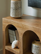 Luzmanacy Natural Brown Console Sofa Table by ASHLEY FURNITURE at Eve Furniture