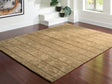 Luzmont Golden Brown Large Rug by Ashley at Eve Furniture