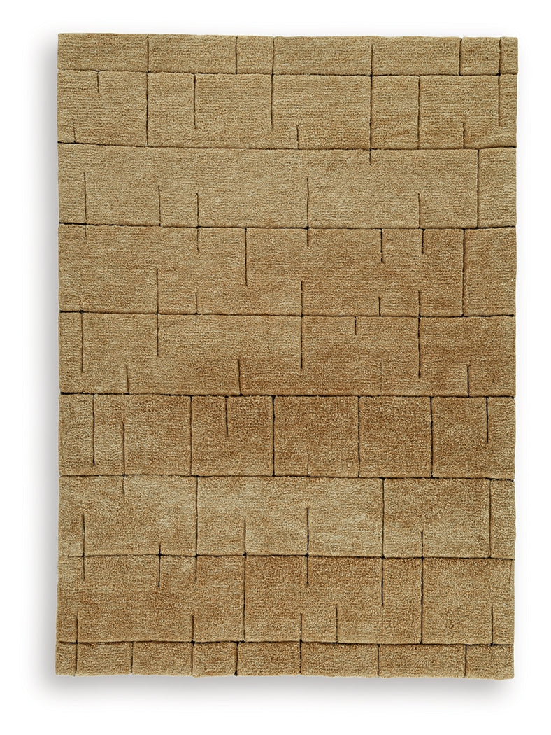 Luzmont Golden Brown Medium Rug by Ashley at Eve Furniture