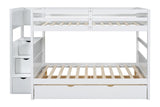 luzz White Full/Full Bunk Bed w/Twin Trundle & Staircase Storage by Happy Homes at Eve Furniture