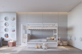 luzz White Full/Full Bunk Bed w/Twin Trundle & Staircase Storage by Happy Homes at Eve Furniture