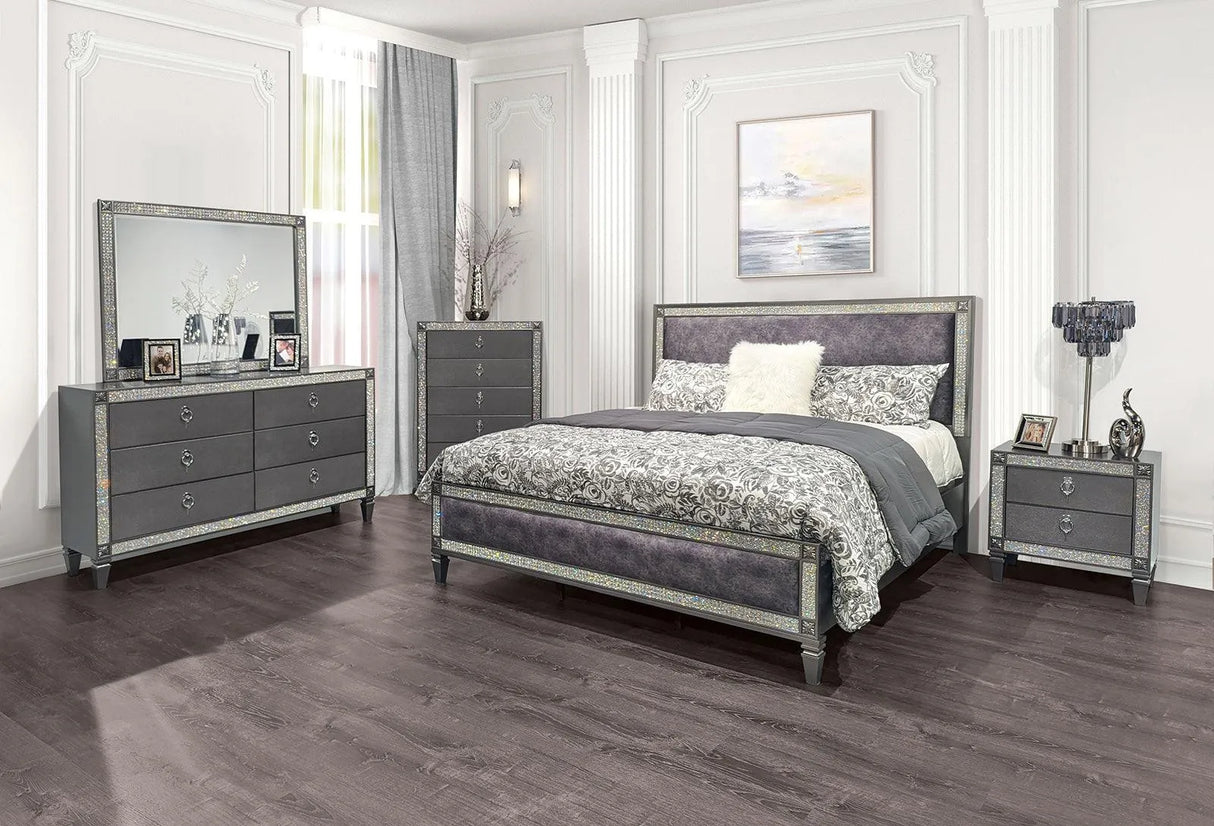 Lyanne Gray Upholstered King Bed by Furniture of America at Eve Furniture