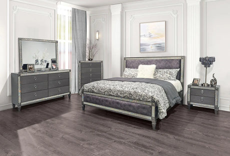 Lyanne Gray Upholstered King Bed by Furniture of America at Eve Furniture
