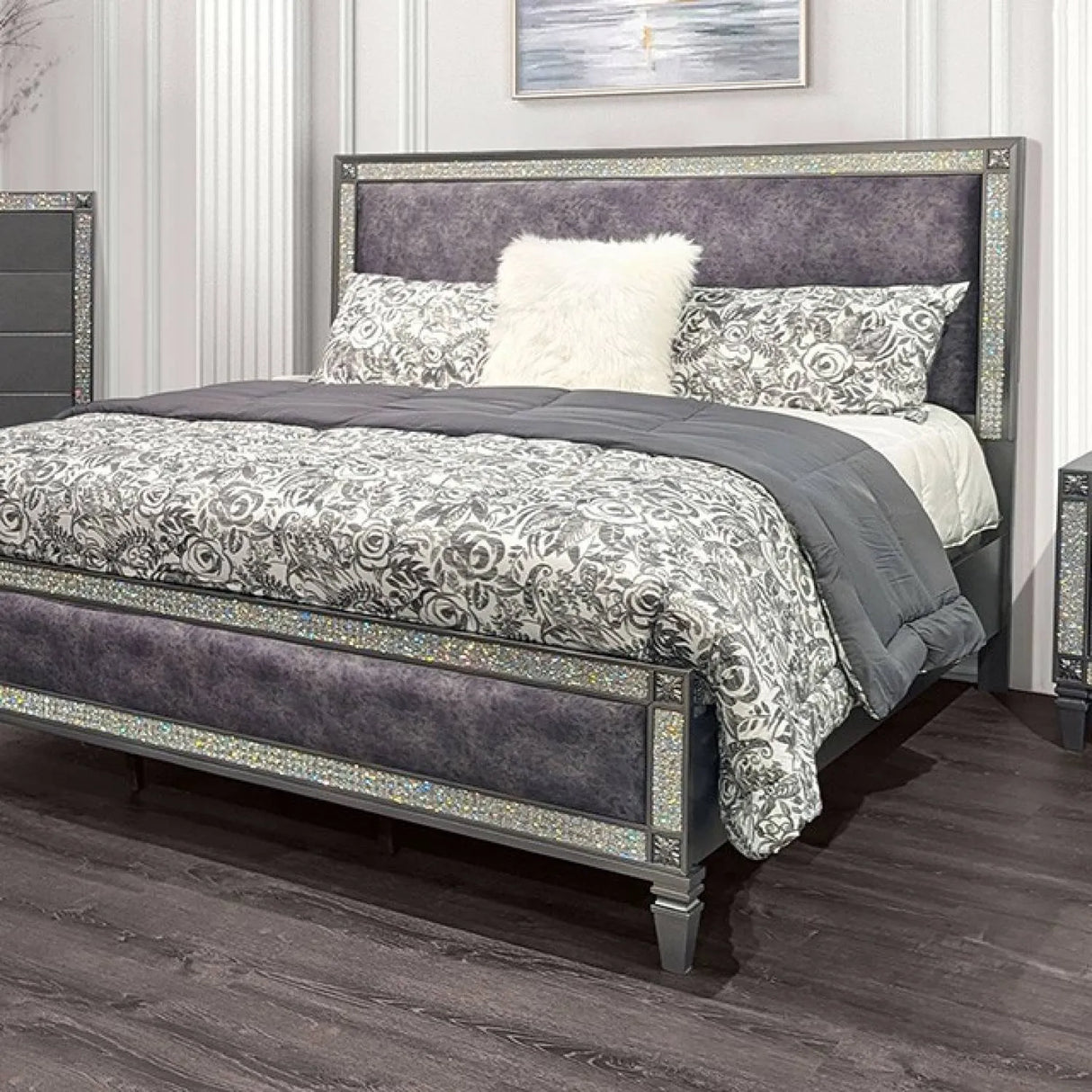 Lyanne Gray Upholstered Queen Bed by Furniture of America at Eve Furniture