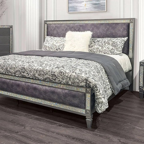 Lyanne Gray Upholstered Queen Bed by Furniture of America at Eve Furniture