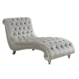 Lydia Gray Tufted Cushion Chaise with Nailhead Trim