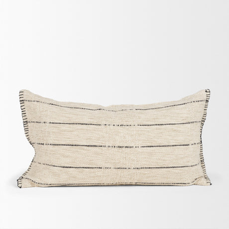 Lyle 14x26 Lumbar Oatmeal w/ Black Stripes Decorative Pillow Cover by Mercana at Eve Furniture