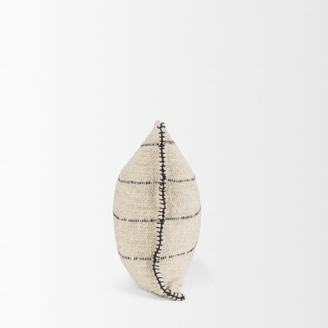 Lyle 14x26 Lumbar Oatmeal w/ Black Stripes Decorative Pillow Cover by Mercana at Eve Furniture