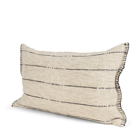 Lyle 14x26 Lumbar Oatmeal w/ Black Stripes Decorative Pillow Cover by Mercana at Eve Furniture