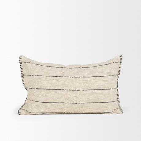 Lyle 13x21 Square Oatmeal w/ Black Stripes Decorative Pillow Cover by Mercana at Eve Furniture