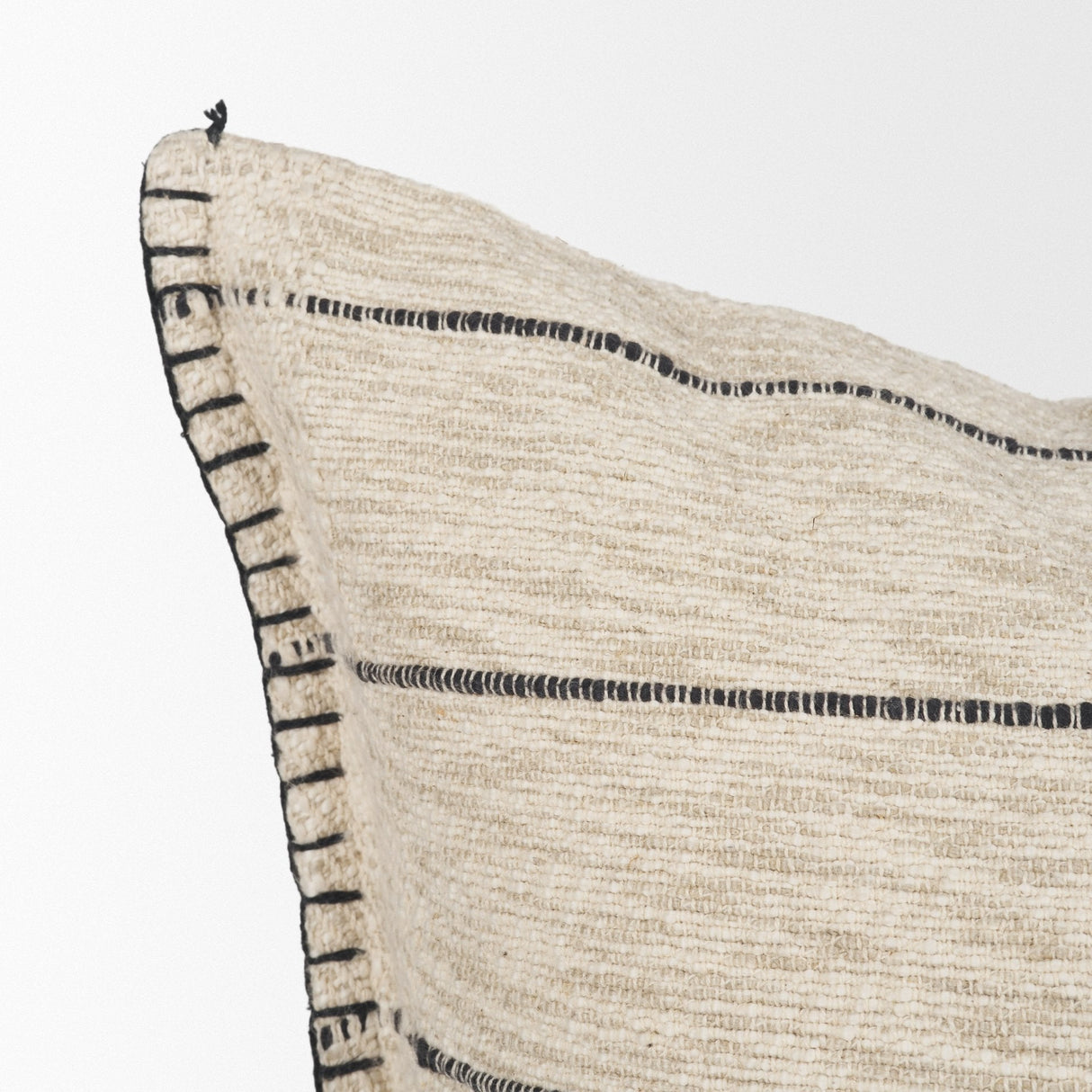 Lyle Square Oatmeal w/ Black Stripes Decorative Pillow Cover by Mercana at Eve Furniture