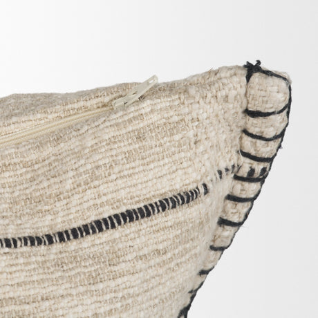 Lyle Square Oatmeal w/ Black Stripes Decorative Pillow Cover by Mercana at Eve Furniture