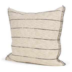 Lyle Square Oatmeal w/ Black Stripes Decorative Pillow Cover by Mercana at Eve Furniture