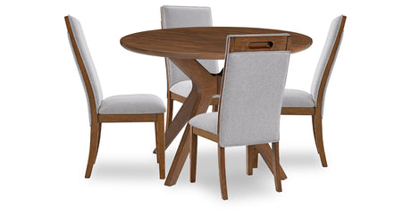 Lyncott Beige & Brown Round Dining Room Set by Ashley at Eve Furniture