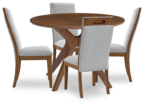 Lyncott Beige & Brown Round Dining Room Set by Ashley at Eve Furniture