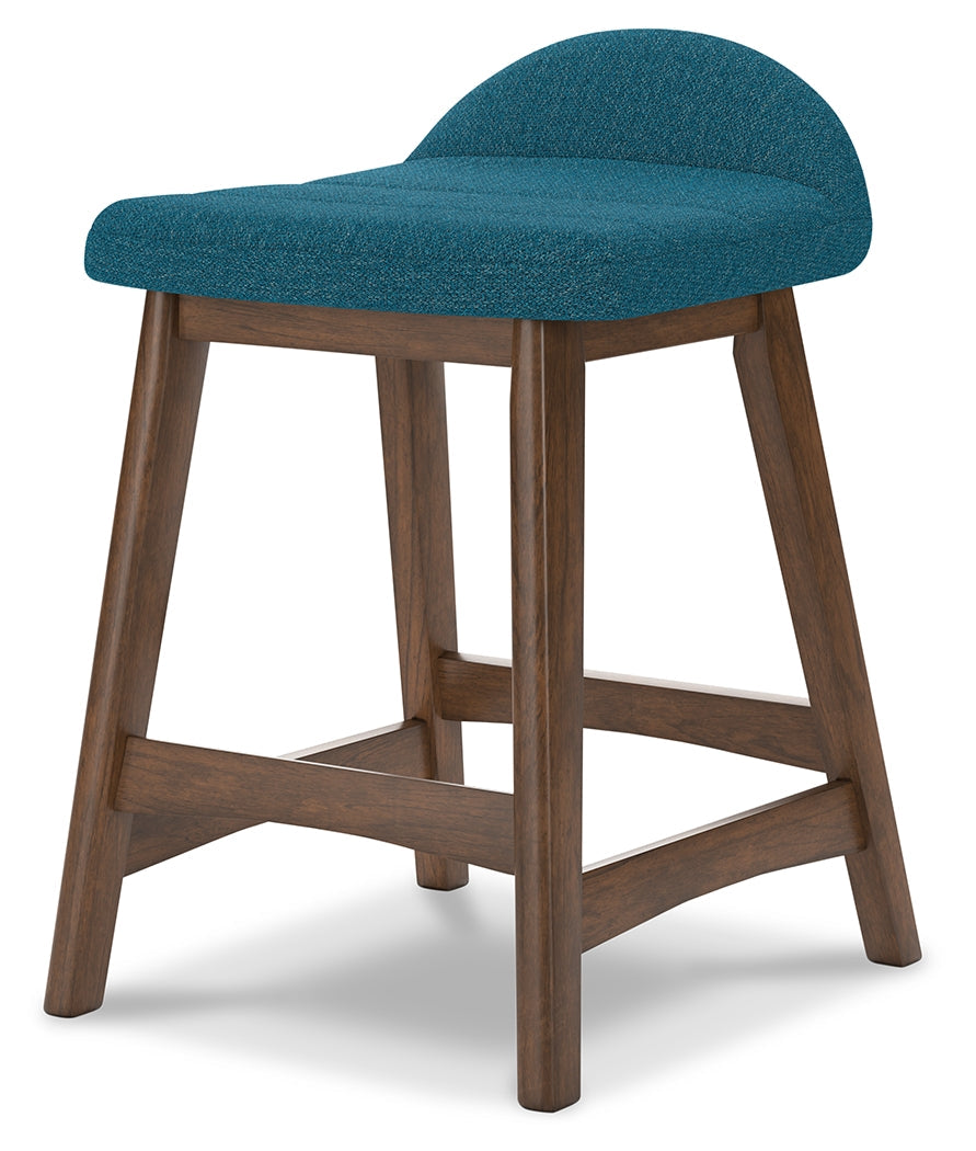 Lyncott Blue/Brown Counter Height Barstool, Set of 2