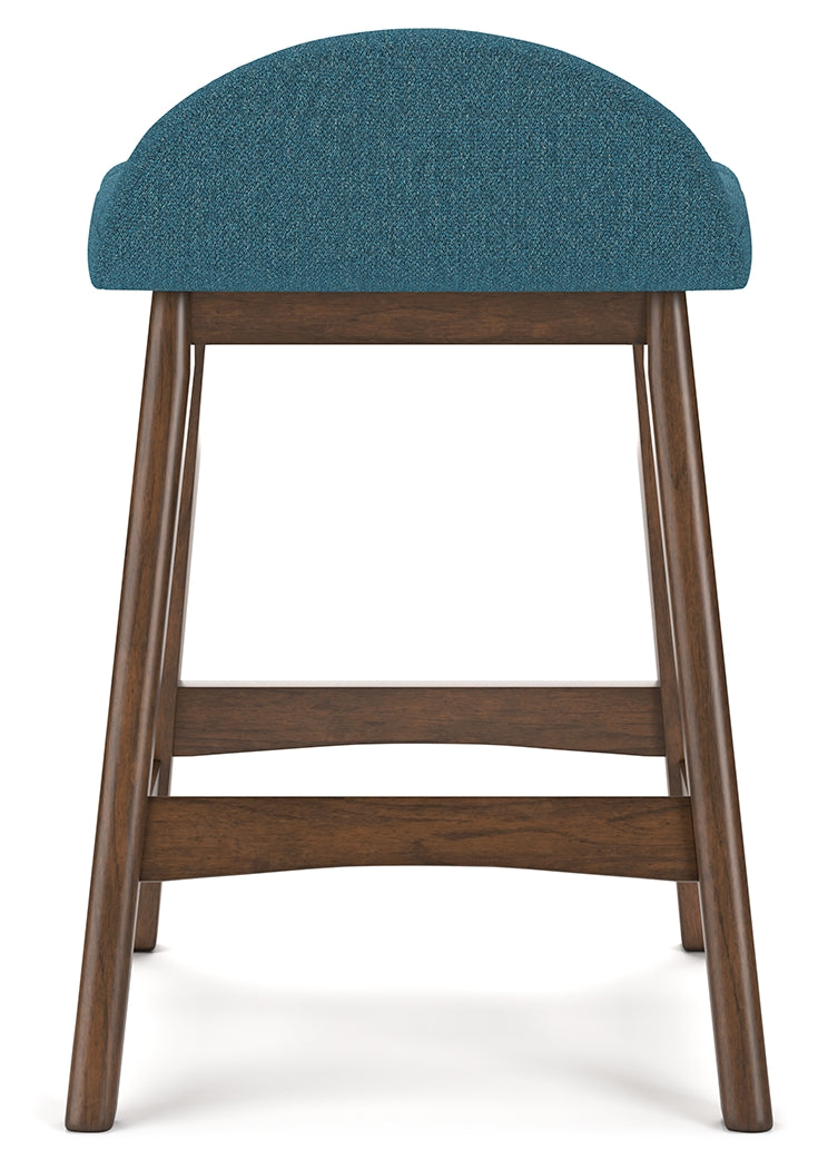 Lyncott Blue/Brown Counter Height Barstool, Set of 2