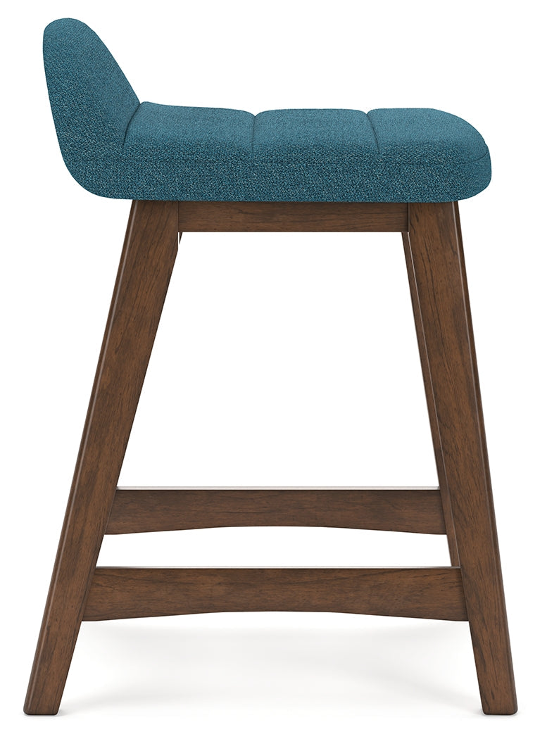 Lyncott Blue/Brown Counter Height Barstool, Set of 2