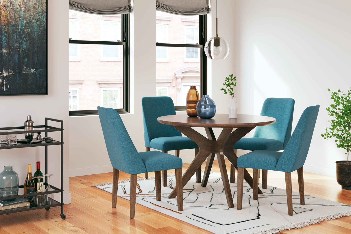 Lyncott Blue & Brown Round Dining Room Set by Ashley at Eve Furniture