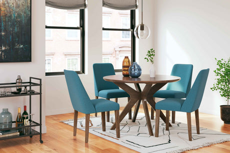 Lyncott Blue & Brown Round Dining Room Set by Ashley at Eve Furniture