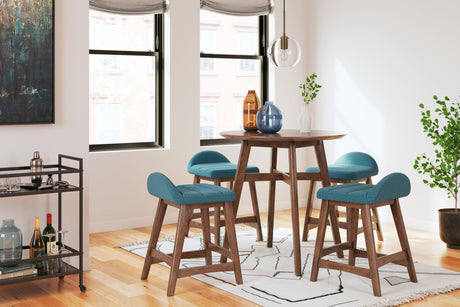 Lyncott Blue/Brown Counter Height Barstool, Set of 2 by Ashley at Eve Furniture