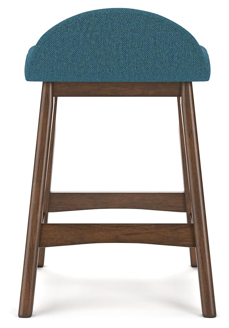 Lyncott Blue/Brown Counter Height Barstool, Set of 2 by Ashley at Eve Furniture