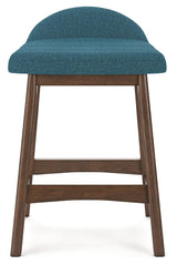 Lyncott Blue/Brown Counter Height Barstool, Set of 2 by Ashley at Eve Furniture