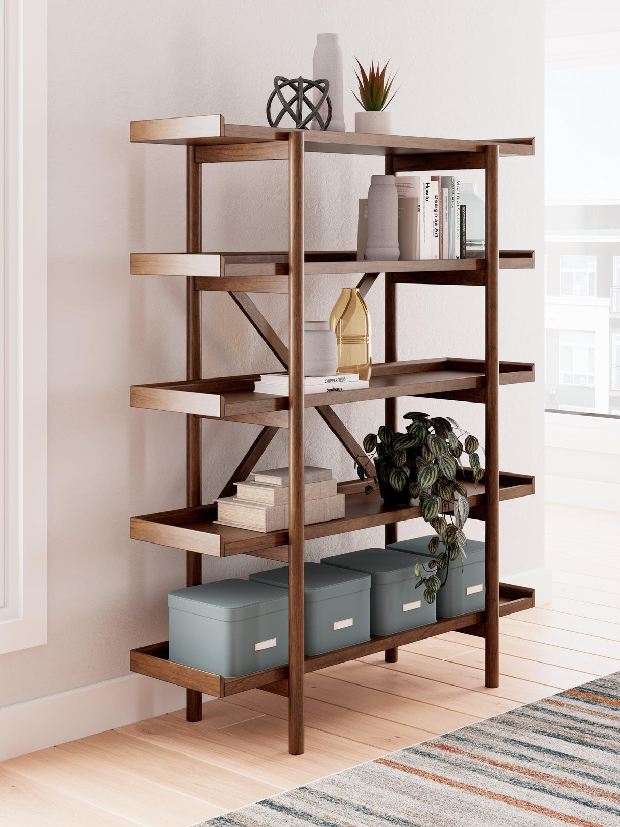 Lyncott Brown 70" Bookcase by Ashley at Eve Furniture