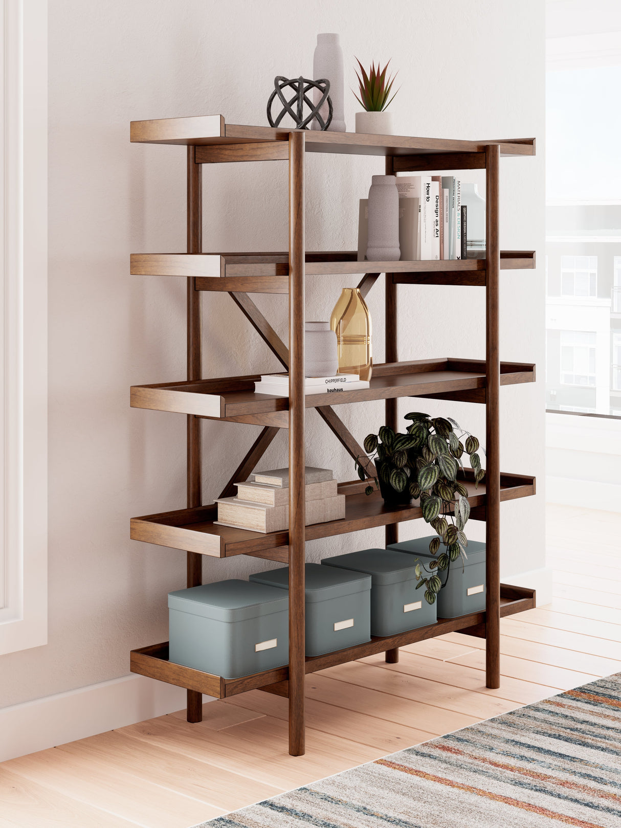 Lyncott Brown 70" Bookcase