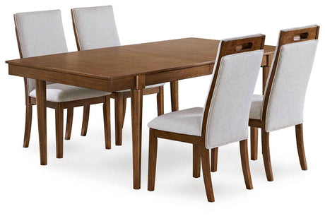 Lyncott Brown & Beige Extendable Dining Room Set and Bench by Ashley at Eve Furniture