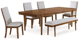 Lyncott Brown Dining Table and 4 Chairs and Bench by Ashley at Eve Furniture