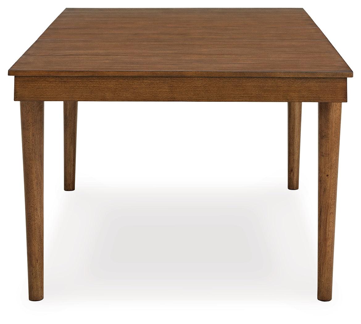 Lyncott Brown Dining Table and 4 Chairs and Bench by Ashley at Eve Furniture