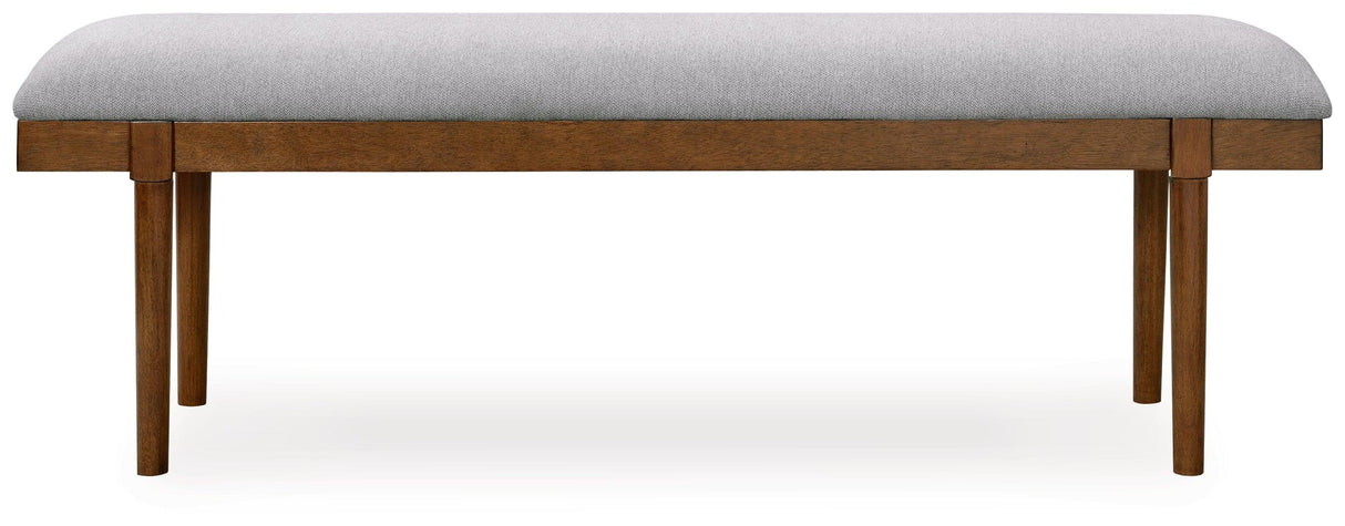 Lyncott Brown Dining Table and 4 Chairs and Bench by Ashley at Eve Furniture