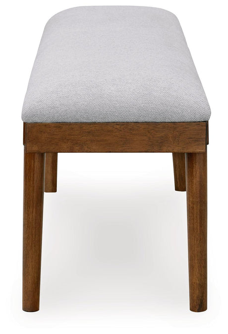 Lyncott Brown Dining Table and 4 Chairs and Bench by Ashley at Eve Furniture