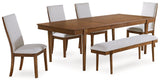 Lyncott Brown Dining Table and 4 Chairs and Bench by Ashley at Eve Furniture