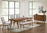 Lyncott Brown Dining Table and 4 Chairs and Bench by Ashley at Eve Furniture
