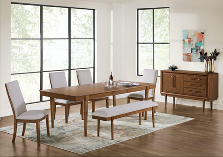 Lyncott Brown Dining Table and 4 Chairs and Bench by Ashley at Eve Furniture