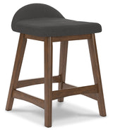 Lyncott Charcoal/Brown Counter Height Barstool, Set of 2