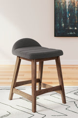 Lyncott Charcoal/Brown Counter Height Barstool, Set of 2