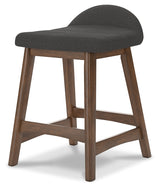 Lyncott Charcoal/Brown Counter Height Barstool, Set of 2