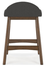 Lyncott Charcoal/Brown Counter Height Barstool, Set of 2