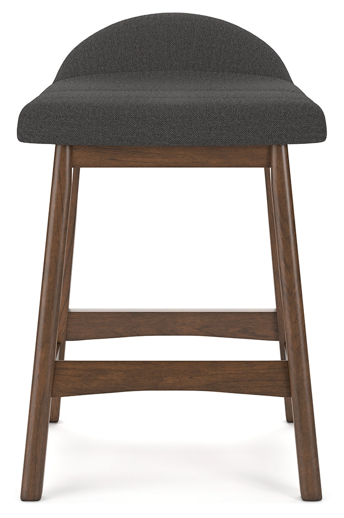 Lyncott Charcoal/Brown Counter Height Barstool, Set of 2