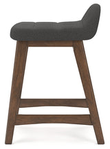 Lyncott Charcoal/Brown Counter Height Barstool, Set of 2