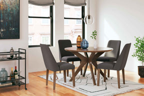 Lyncott Charcoal & Brown Round Dining Room Set by Ashley at Eve Furniture