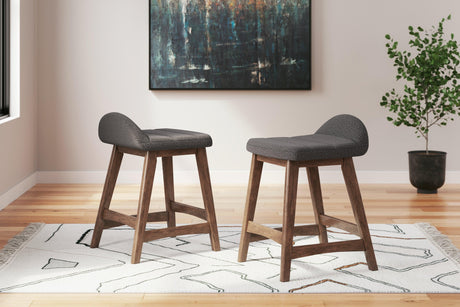 Lyncott Charcoal/Brown Counter Height Barstool, Set of 2 by Ashley at Eve Furniture
