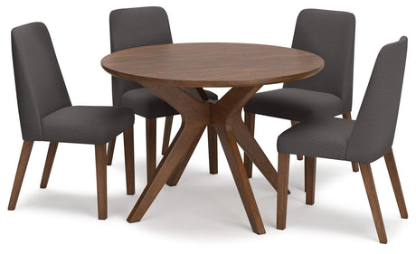 Lyncott Charcoal/Brown Dining Table and 4 Chairs by Ashley at Eve Furniture