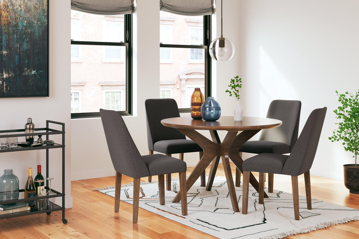 Lyncott Charcoal/Brown Dining Table and 4 Chairs by Ashley at Eve Furniture